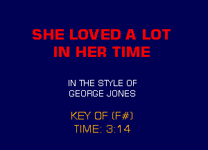 IN THE STYLE OF
GEORGE JONES

KEY OF (FM
TIME 314