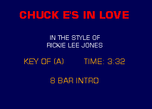 IN THE SWLE OF
RICKIE LEE JONES

KEY OF (A) TIME 332

8 BAR INTRO