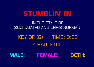 IN THE STYLE OF

SUZI DUAWD AND CHRIS NORMAN

KEY OF ((3)

MALE

4 BAR INTRO

TIMEI 338

BUTHI