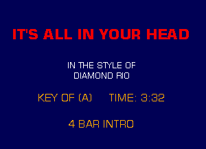 IN THE STYLE OF
DIAMOND RIO

KEY OF (A) TIME 332

4 BAR INTRO