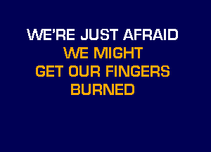 WERE JUST AFRAID
WE MIGHT
GET OUR FINGERS
BURNED