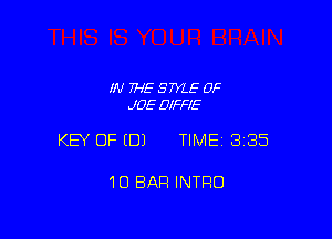IN THE STYLE 0F
JOE DIFFIE

KEY OF EDJ TIMEI 335

10 BAR INTRO
