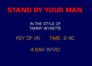 IN THE STYLE 0F
TAMMY WYNETTE

KEY OF EAJ TIME12i4O

4 BAR INTRO