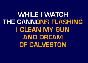 WHILE I WATCH
THE CANNONS FLASHING
I CLEAN MY GUN
AND DREAM
0F GALVESTON