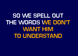 SO WE SPELL OUT
THE WORDS WE DON'T
WANT HIM
TO UNDERSTAND