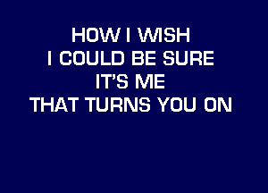 HOWI WISH
I COULD BE SURE
IT'S ME

THAT TURNS YOU ON