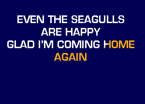 EVEN THE SEAGULLS
ARE HAPPY
GLAD I'M COMING HOME
AGAIN