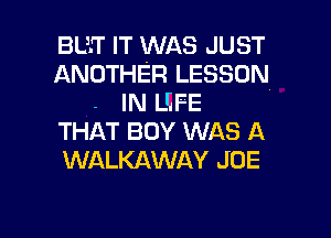 BUT IT WAS JUST
ANOTHER LESSON
IN LEFE

THAT BOY WAS A
WALKAWAY JOE