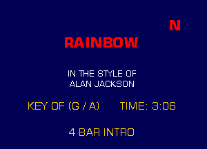 IN THE STYLE 0F
ALAN JACKSON

KEY OF ((3 IA) TIME 308

4 BAR INTRO