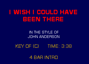 IN THE STYLE OF
JOHN ANDERSON

KEY OF ((31 TIME 3138

4 BAR INTRO