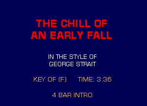 IN THE STYLE OF
GEORGE STRAIT

KEY OF (F) TIME 3 36

4 BAR INTFIO