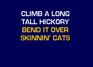 CLIMB A LONG
TALL HICKORY
BEND IT OVER

SKINNIN' CATS