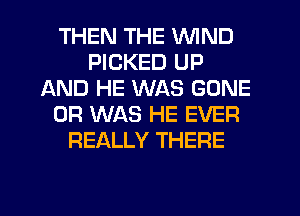 THEN THE WIND
PICKED UP
AND HE WAS GONE
0R WAS HE EVER
REALLY THERE