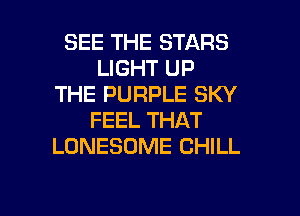 SEE THE STARS
LIGHT UP
THE PURPLE SKY
FEEL THAT
LONESOME CHILL

g