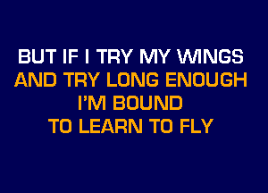 BUT IF I TRY MY WINGS
AND TRY LONG ENOUGH
I'M BOUND
TO LEARN TO FLY