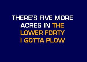 THERES FIVE MORE
ACRES IN THE
LOWER FORTY
I GOTTA PLOW