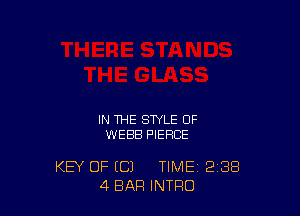 IN THE STYLE OF
WEBB PIERCE

KEY OF ((31 TIME 2'38
4 BAR INTRO