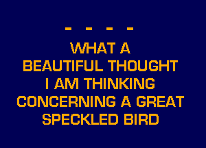 WHAT A
BEAUTIFUL THOUGHT
I AM THINKING
CONCERNING A GREAT
SPECKLED BIRD