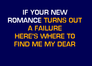 IF YOUR NEW
ROMANCE TURNS OUT
A FAILURE
HERES WHERE TO
FIND ME MY DEAR