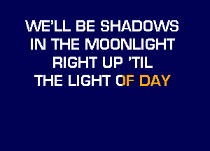 WELL BE SHADOWS
IN THE MOONLIGHT
RIGHT UP 'TIL
THE LIGHT UP DAY