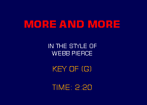 IN THE STYLE OF
WEBB PIERCE

KEY OF ((31

TIME, 2 2O