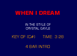 IN THE STYLE OF
CRYSTAL GAYLE

KEY OF (G651 TIME 328

4 BAR INTRO