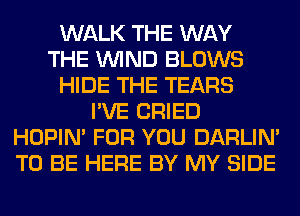 WALK THE WAY
THE WIND BLOWS
HIDE THE TEARS
I'VE CRIED
HOPIN' FOR YOU DARLIN'
TO BE HERE BY MY SIDE