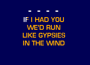 IF I HAD YOU
KNE'D RUN

LIKE GYPSIES
IN THE VVIND