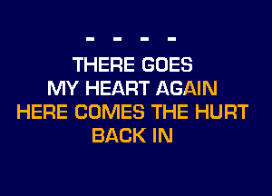 THERE GOES
MY HEART AGAIN
HERE COMES THE HURT
BACK IN