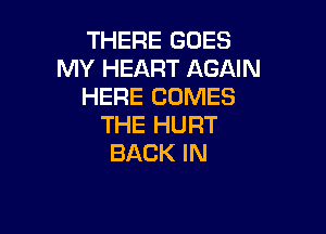 THERE GOES
MY HEART AGAIN
HERE COMES

THE HURT
BACK IN