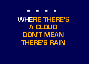 WHERE THERE'S
A CLOUD

DON'T MEAN
THERE'S RAIN