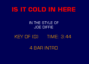 IN THE STYLE 0F
JDE DIFFIE

KEY OF (G) TIME13i44

4 BAR INTRO