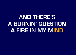 AND THERE'S
A BURNIN' QUESTION

A FIRE IN MY MIND