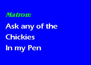 Ma (Iron.-

Ask any of the
Chickies

In my Pen