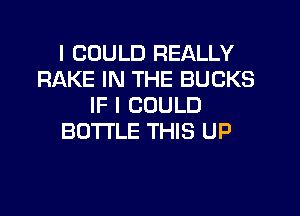 I COULD REALLY
RAKE IN THE BUCKS
IF I COULD
BOTTLE THIS UP