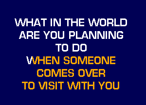 WHAT IN THE WORLD
ARE YOU PLANNING
TO DO
WHEN SOMEONE
COMES OVER
TO VISIT WTH YOU