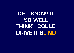 OH I KNOW IT
SO WELL
THINK I COULD

DRIVE IT BLIND
