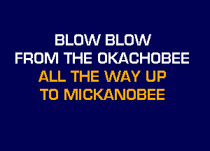 BLOW BLOW
FROM THE OKACHOBEE
ALL THE WAY UP
TO MICKANOBEE