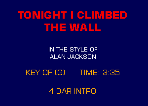 IN THE STYLE OF
ALAN JACKSON

KEY OF (G) TIME 3135

4 BAR INTRO