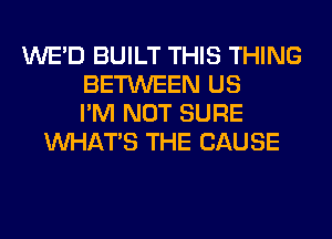 WE'D BUILT THIS THING
BETWEEN US
I'M NOT SURE
WHATS THE CAUSE