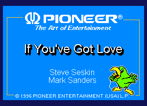 (U2 nnnweem

7775- Art of Entertainment

If You've Got Love

Steve Seskm m7)

Mark Sanders ff
2-1-3153

Q1996 PIONEER ENTERTAINMENT IUSAI L P