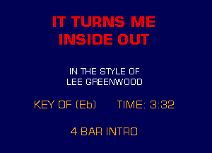 IN THE STYLE OF
LEE GREENWOOD

KEY OF EEbJ TIME 382

4 BAR INTRO