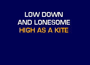 LOW DDVVN
AND LONESOME
HIGH AS A KITE