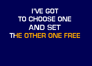 I'VE GOT
TO CHOOSE ONE

AND SET
THE OTHER ONE FREE
