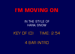 IN THE STYLE OF
HANK SNOW

KEY OF (DJ TIME12i54

4 BAR INTRO
