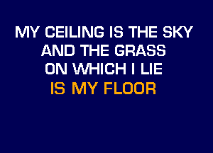 MY CEILING IS THE SKY
AND THE GRASS
0N WHICH I LIE

IS MY FLOUR