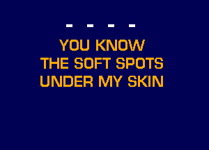 YOU KNOW
THE SOFT SPOTS

UNDER MY SKIN