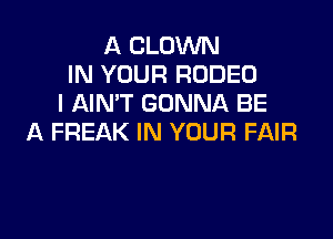 A CLOWN
IN YOUR RODEO
l AIN'T GONNA BE

A FREAK IN YOUR FAIR