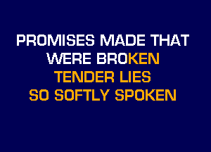 PROMISES MADE THAT
WERE BROKEN
TENDER LIES
SO SOFTLY SPOKEN