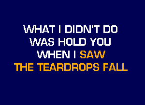 WHAT I DIDN'T DO
WAS HOLD YOU

WHEN I SAW
THE TEARDROPS FALL